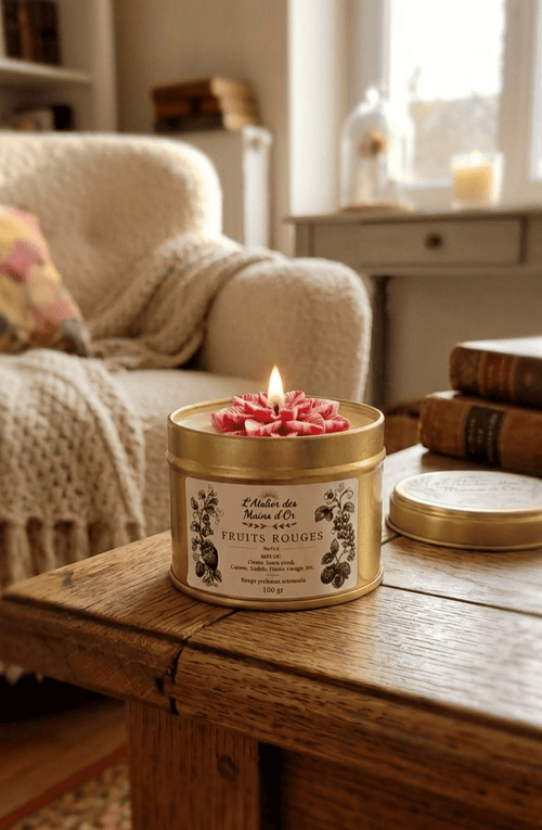 Bougie parfumée Fruits Rouges, cire de soja, boîte métal