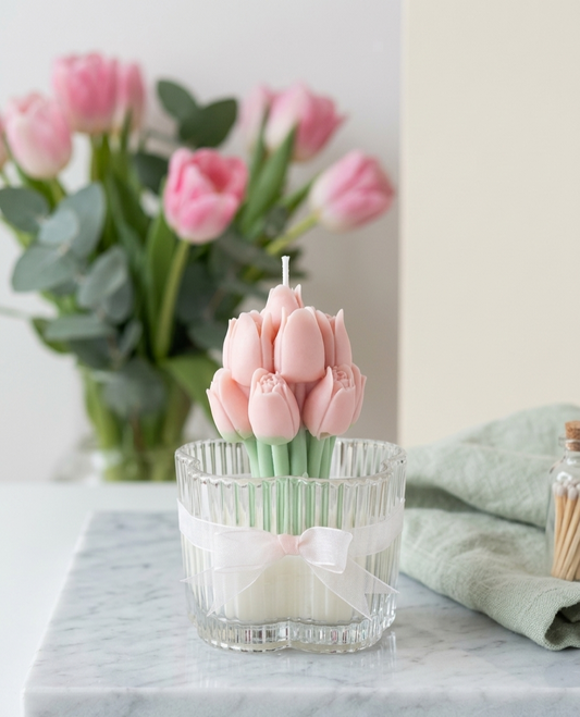 Bougie Tulipes Fête des Mères — L'Atelier des Mains d'Or