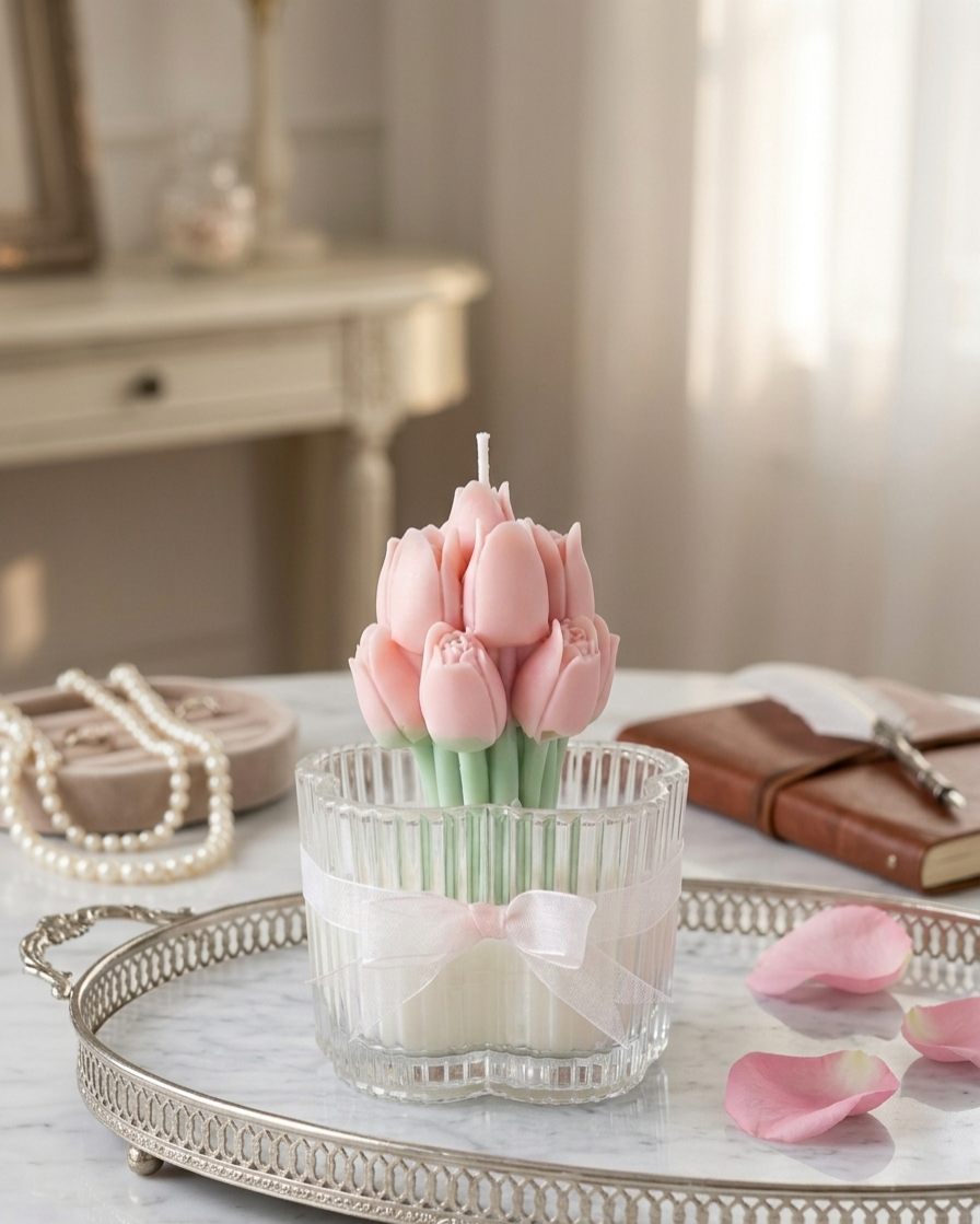Bougie Tulipes — Vue de côté