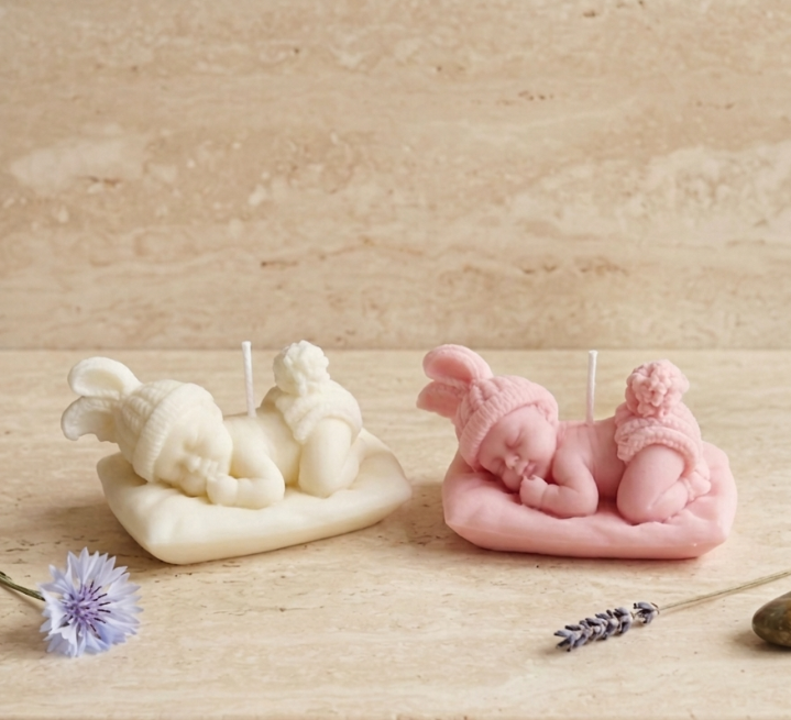 Bougie Bébé artisanale - L'Atelier des Mains d'Or