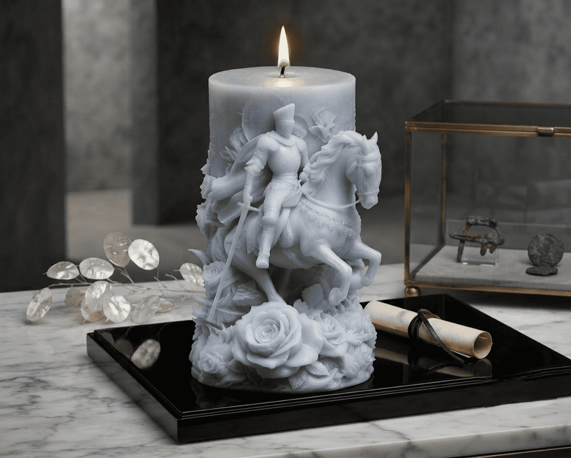Bougie Sculpturale "Le Chevalier Héroïque"