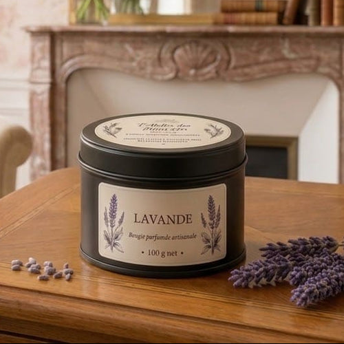 Bougie parfumée Lavande de garrigue, cire de soja, boîte métal