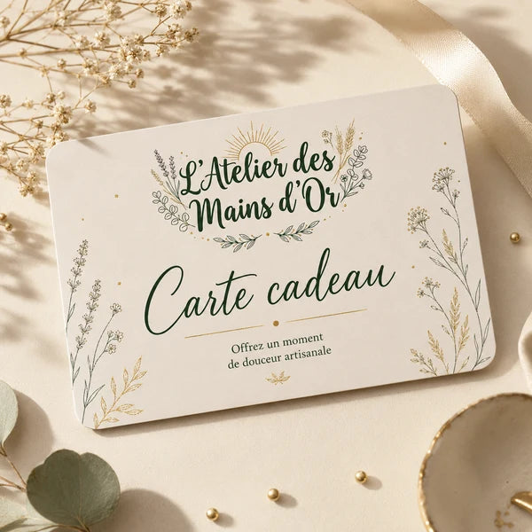 Carte cadeau L'Atelier des Mains d'Or, offrez un moment de douceur artisanale