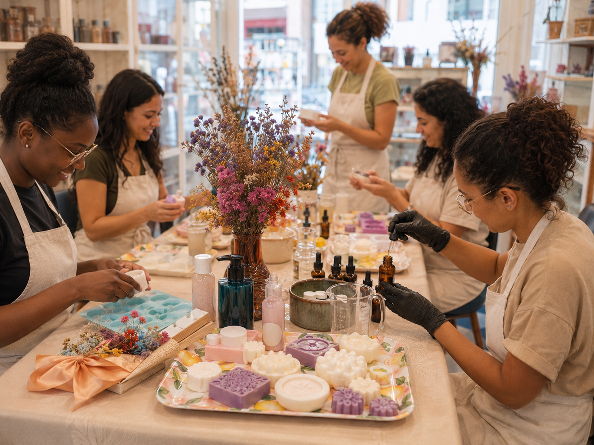Menu Anniversaire, atelier savon en groupe